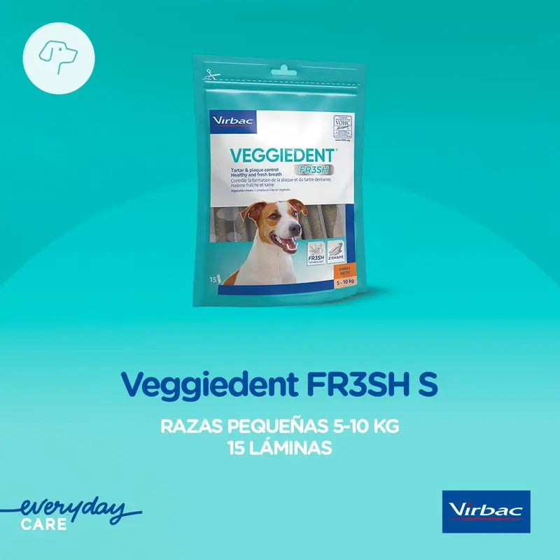 Virbac Veggiedent Fr3sh S, Snacks Dentales Para Perros de Raza Pequeña