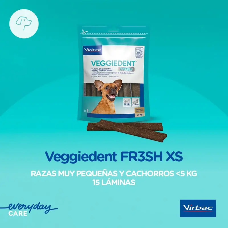 Virbac Veggiedent Fr3sh XS, Snacks Dentales Para Perros De Raza Muy Pequeñas