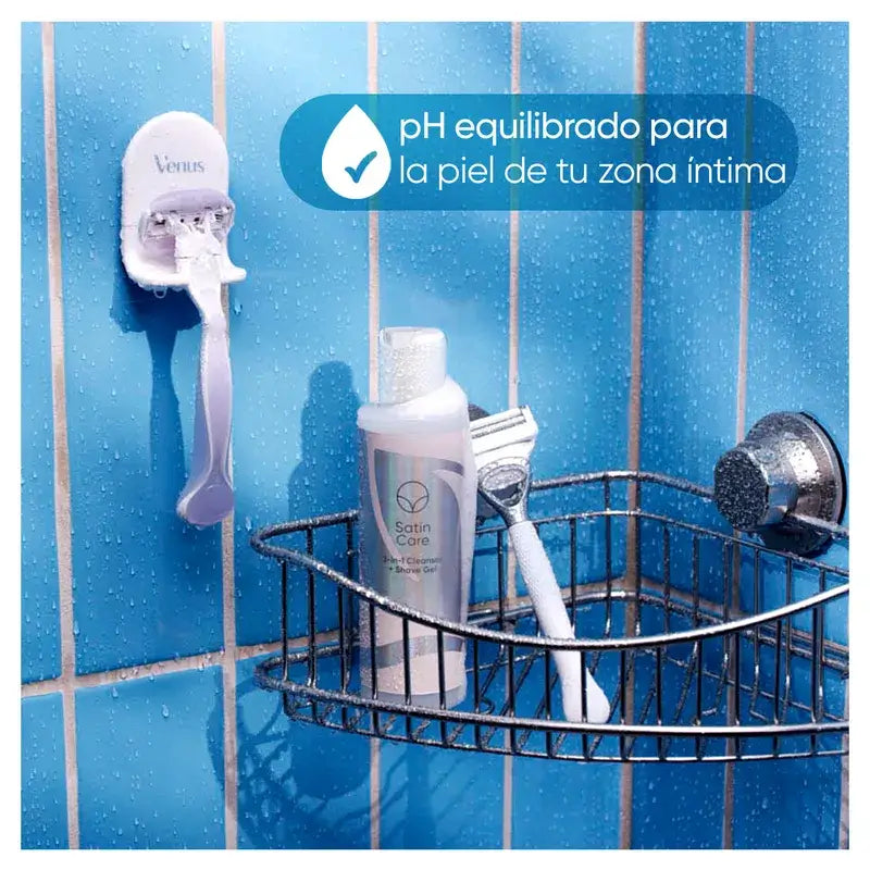 Venus Satin Care 2 en 1 gel limpiador + depilación zona íntima, 190 Ml