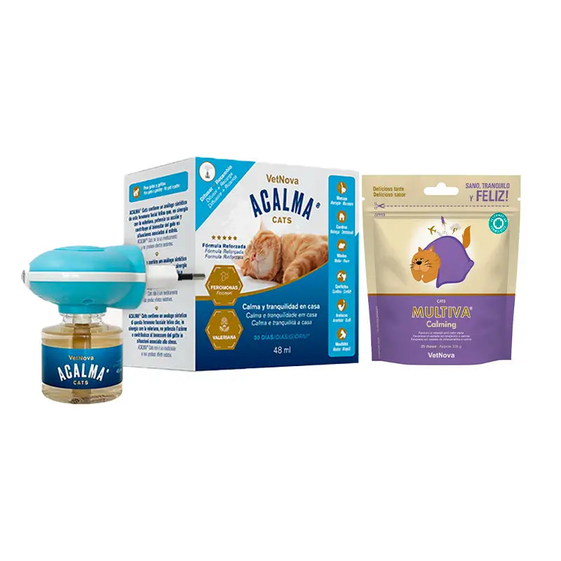 Vetnova Pack Gatos Multiva Calming + Acalma difusor-recambio, 48ml