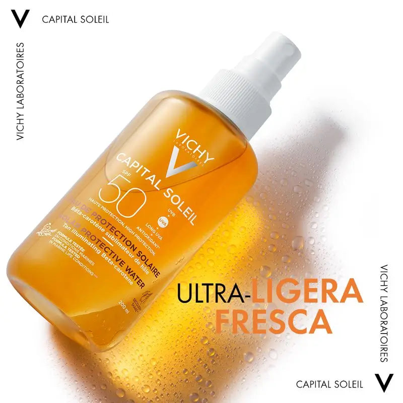 Vichy Capital Soleil Agua Solar Protectora SPF 50 Luminosidad, 200 ml