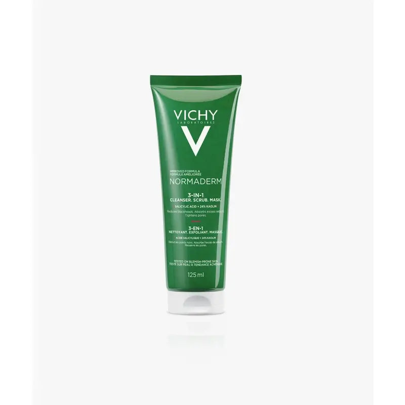 Vichy Normaderm 3 En 1 Exfoliante, Limpiador y Mascarilla 125 ml