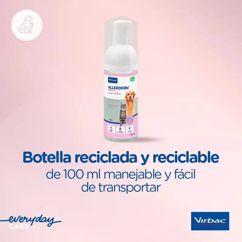 Virbac Allerderm Espuma Limpiadora Sin Aclarado, 100 ml