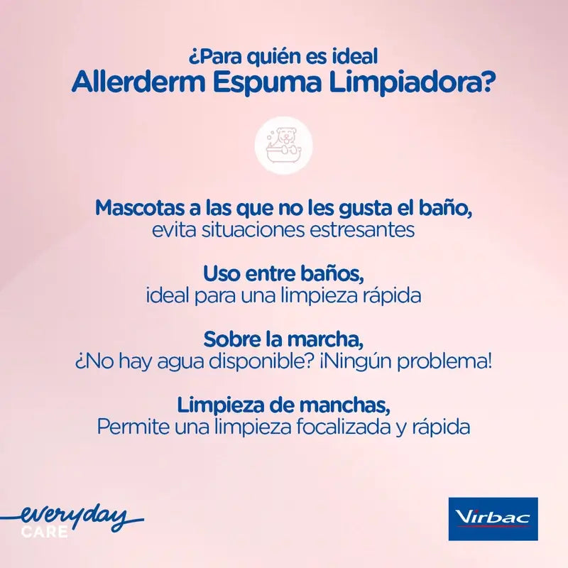 Virbac Allerderm Espuma Limpiadora Sin Aclarado, 100 ml