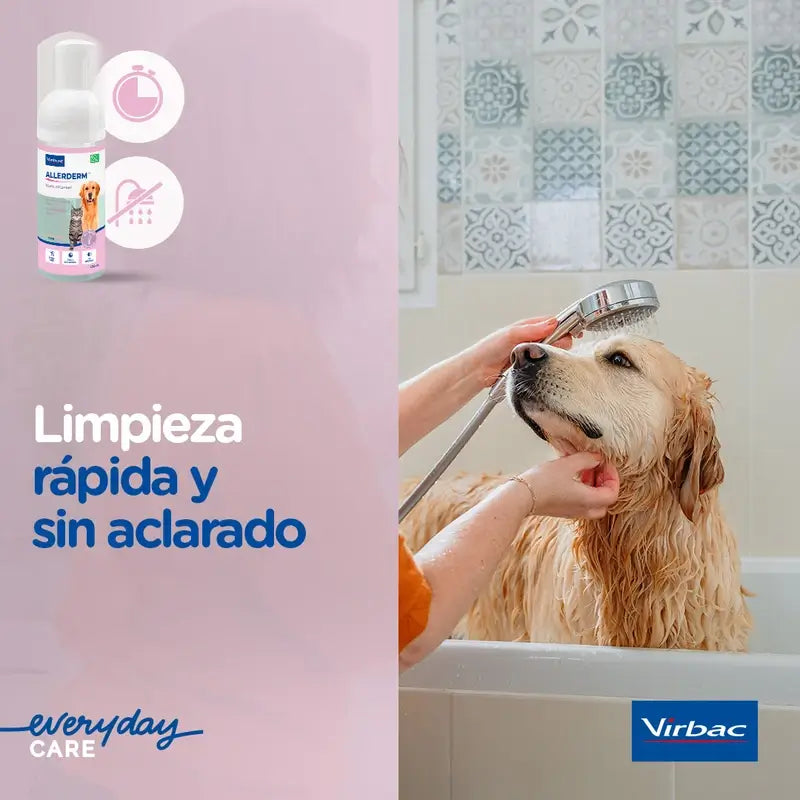 Virbac Allerderm Espuma Limpiadora Sin Aclarado, 100 ml