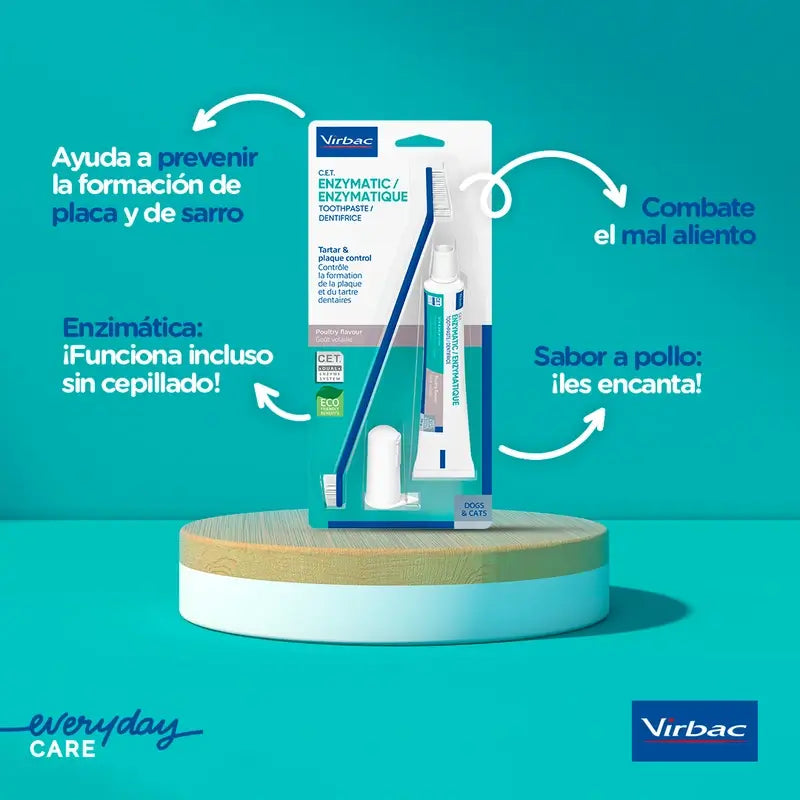 Virbac Cet Kit Cepillo + Dentifrico Enzimatico 70 gr Para Mascotas