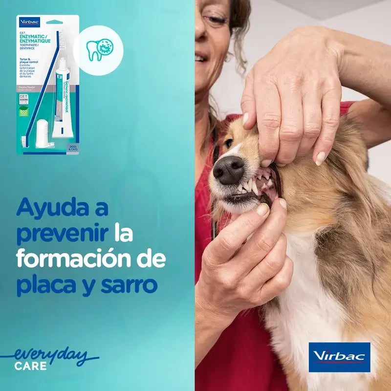 Virbac Cet Kit Cepillo + Dentifrico Enzimatico 70 gr Para Mascotas