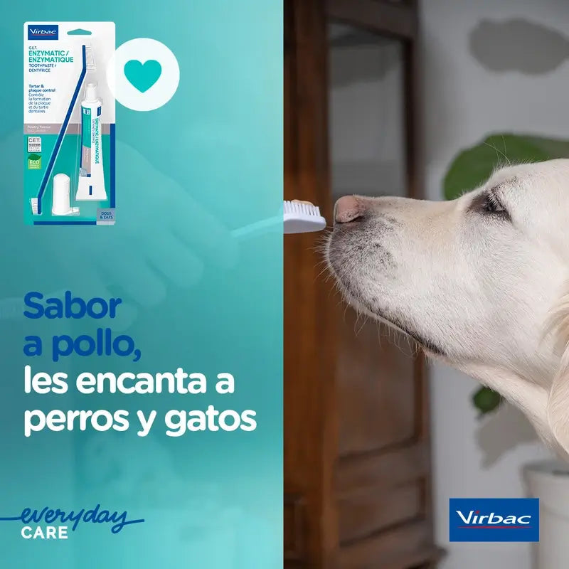 Virbac Cet Kit Cepillo + Dentifrico Enzimatico 70 gr Para Mascotas