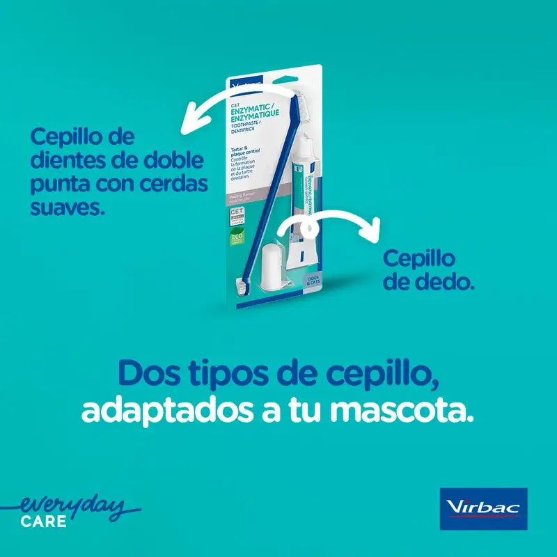 Virbac Cet Kit Cepillo + Dentifrico Enzimatico 70 gr Para Mascotas