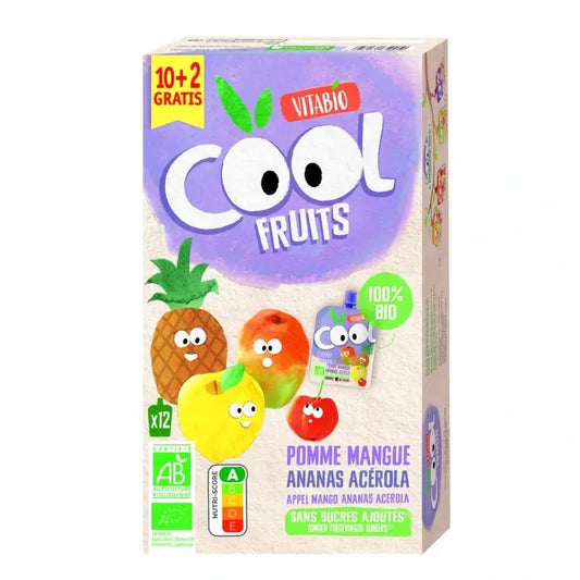 Vitabio Cool Fruits De Manzana, Mango Y Piña 90 Gr, 12 unidades