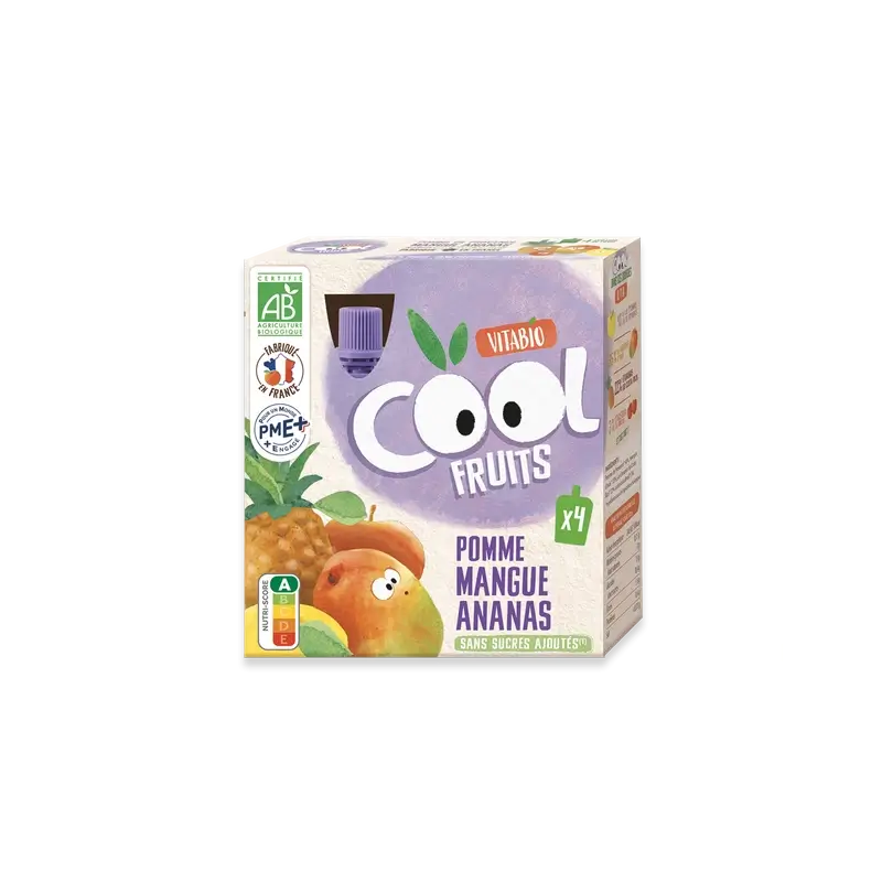 Vitabio Cool Fruits De Manzana, Mango Y Piña 90 Gr, 4 unidades