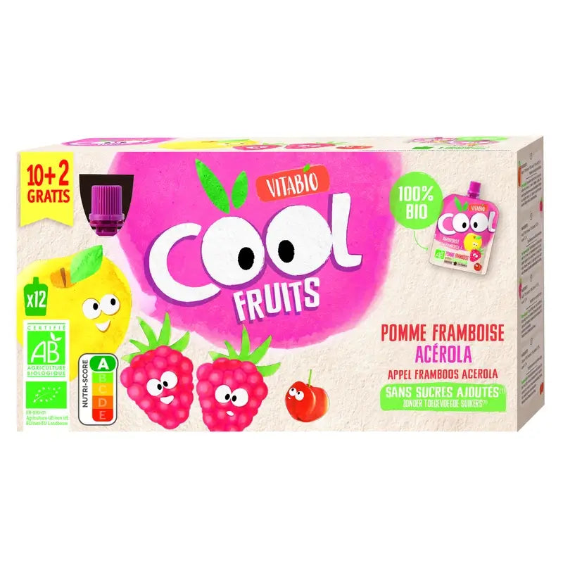 Vitabio Cool Fruits De Manzana Y Frambuesa 90 Gr, 12 unidades