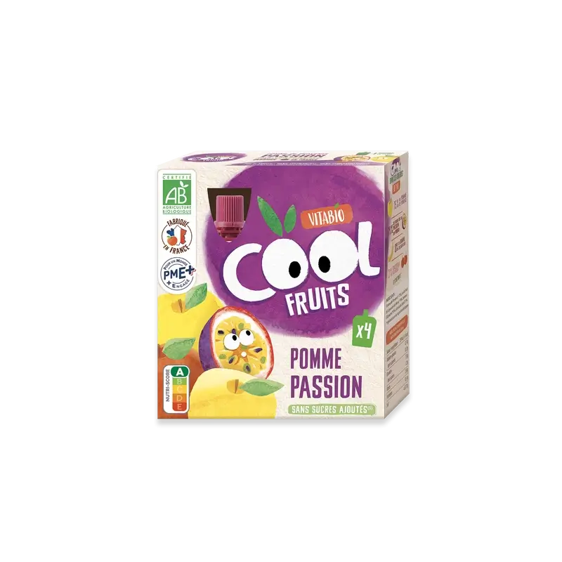 Vitabio Cool Fruits De Manzana Y Fruta De La Pasión 90 Gr, 4 unidades