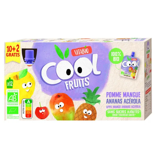 Vitabio Cool Fruits De Manzana Y Pera 90 Gr, 12 unidades