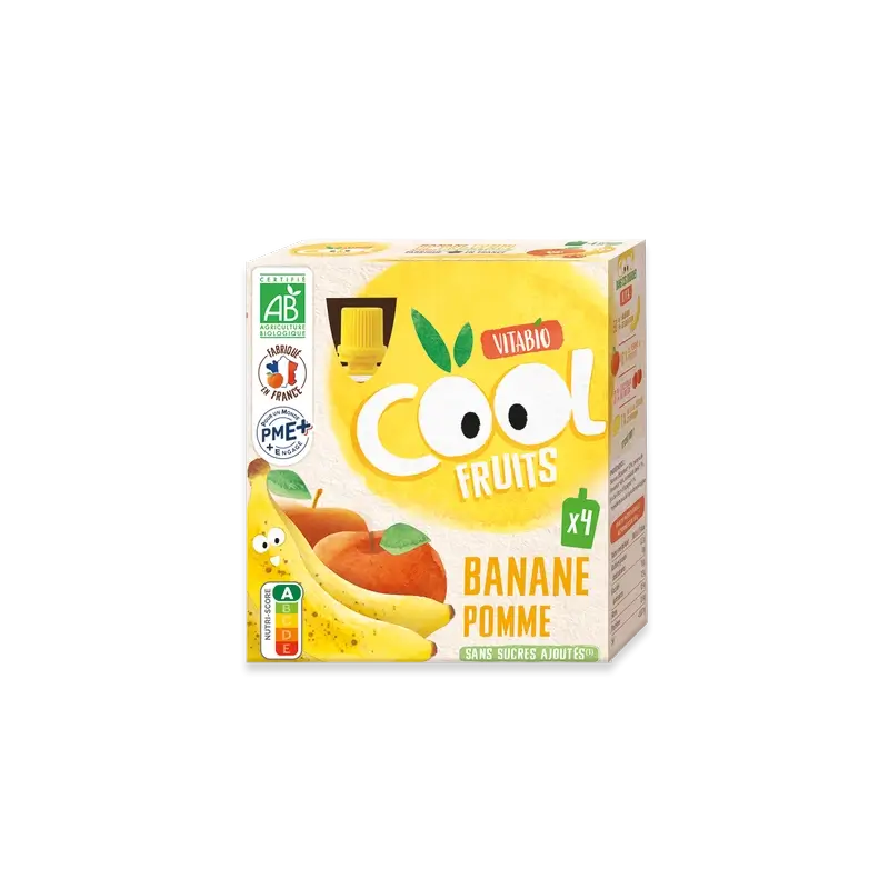 Vitabio Cool Fruits De Manzana Y Plátano 90 Gr, 4 unidades