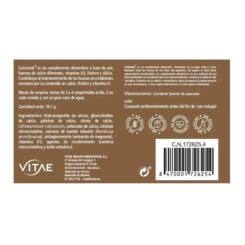 Vitae Calcium6, 60 comprimidos