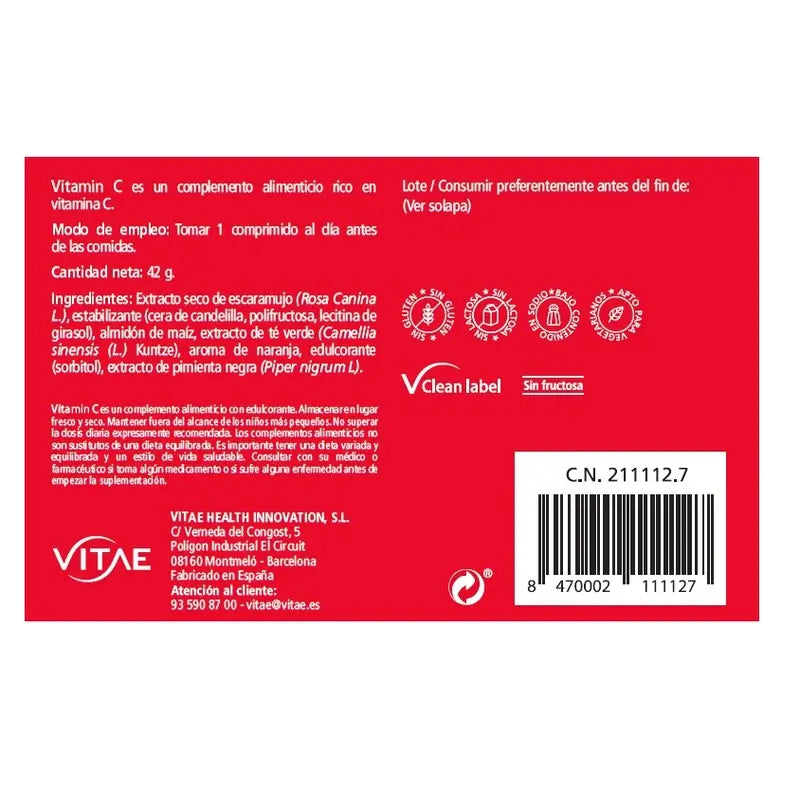 Vitae Complemento Alimenticio Vitamina C , 30 comprimidos