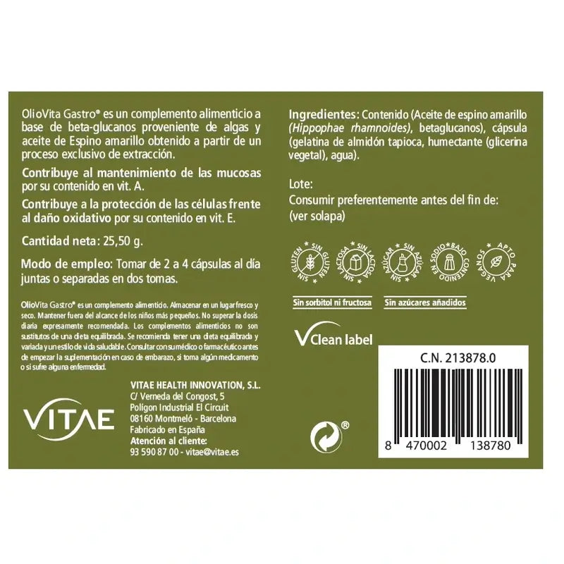 VITAE Oliovita Gastro, 30 cápsulas