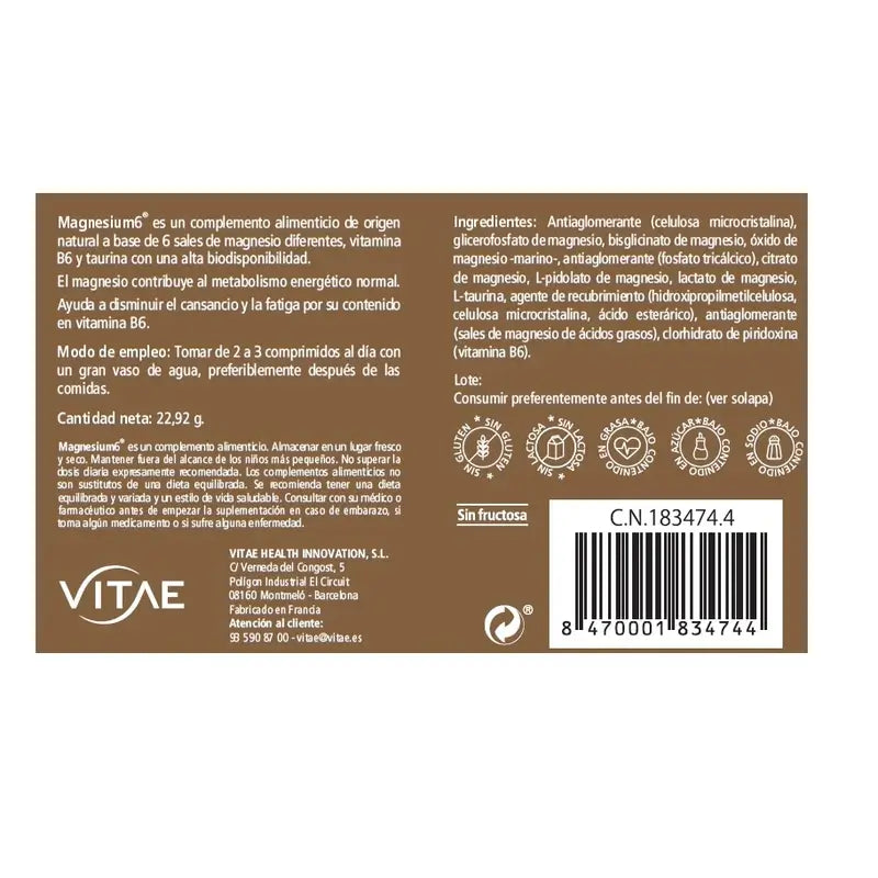 Vitae Magnesium6, 20 comprimidos