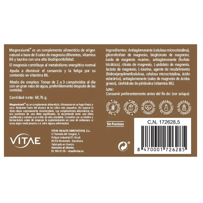 VITAE Magnesium6, 60 comprimidos