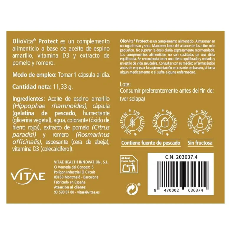 Vitae Oliovita Protect, 15 Cápsulas