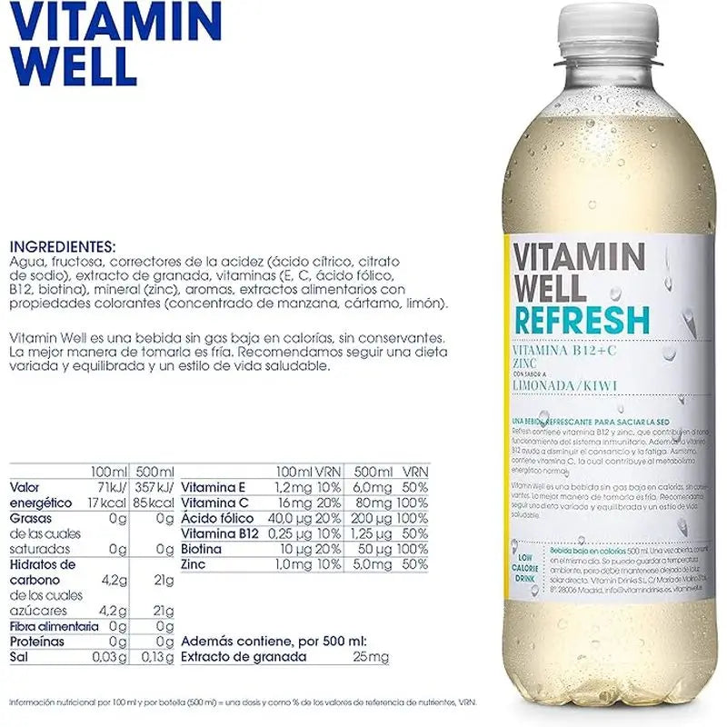 Vitamin Well Refresh Limonada/Kiwi, 500 ml