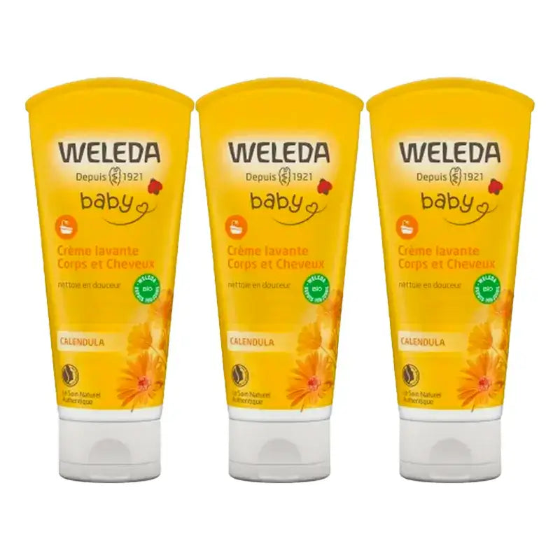 Weleda Baby Champú Y Gel De Ducha Caléndula , 3 x 200 ml