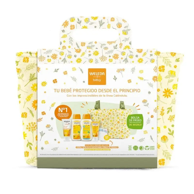 Weleda Set Bienvenido Bebé. Crema De Pañal 75Ml+ Crema Facial 50Ml+ Baño De Crema 200Ml+ Aceite Corporal 200Ml+ Bolsa De Regalo