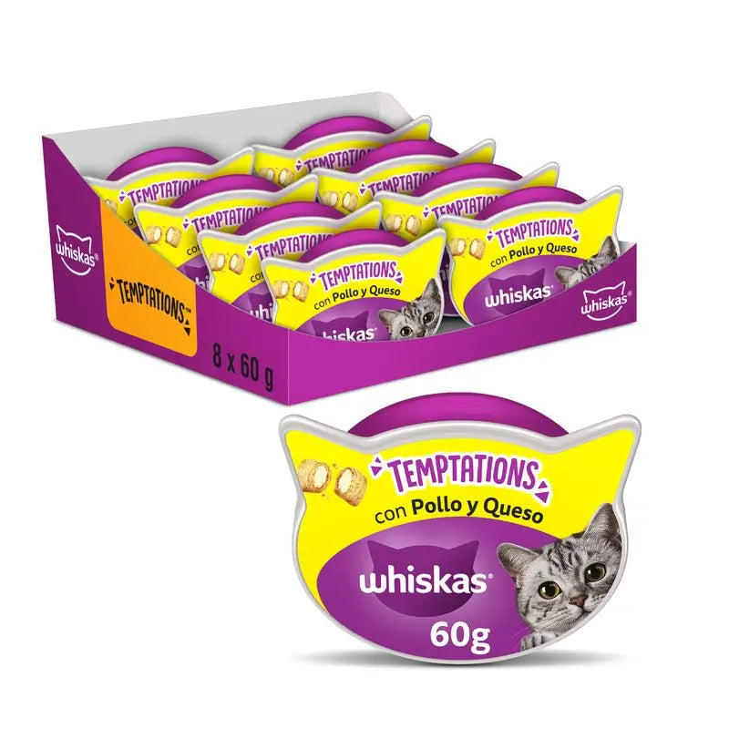 Whiskas Temptation Pollo Queso 8X60Gr