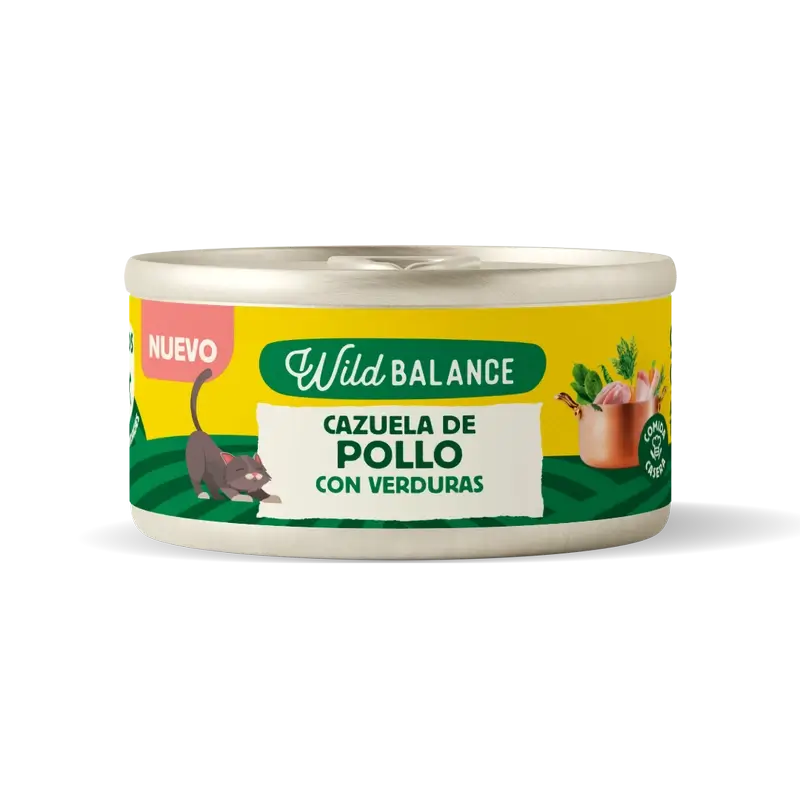 Wild Balance Lata Cazuela De Pollo Con Verduras Para Gatos, 80 gr