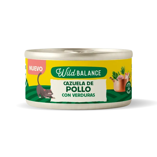 Wild Balance Lata Cazuela De Pollo Con Verduras Para Gatos, 80 gr