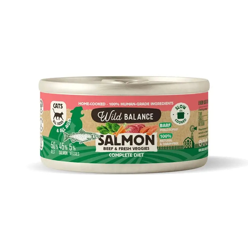 Wild Balance Lata Salmón Y Ternera Con Verduras Para Gatos, 120 gr