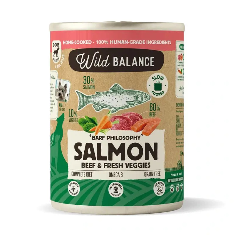 Wild Balance Lata Salmón Y Ternera Con Verduras Para Perros, 400 gr