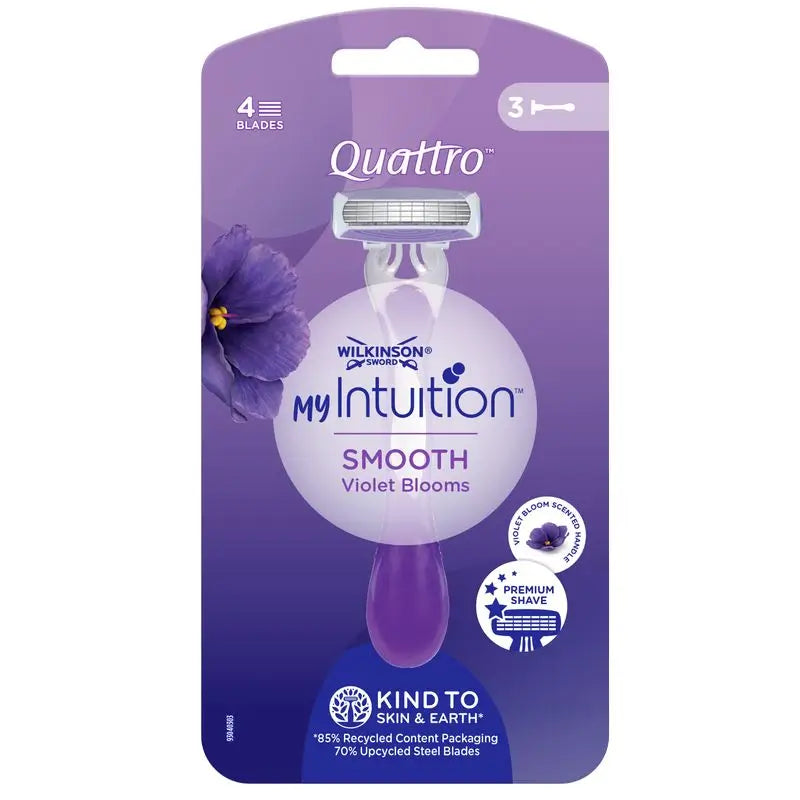 Wilkinson Sword Quattro For Woman Des. Violet 3 Unidades