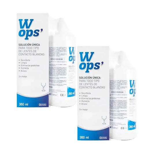 Wops Duplo Solucion Unica Lentes de Contacto Blandas 2X360 ml