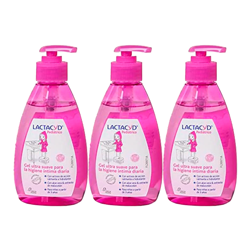 Lactacyd Pediátrico  Triplo Gel Ultra Suave Higiene Íntima Diario 3 x 200 ml