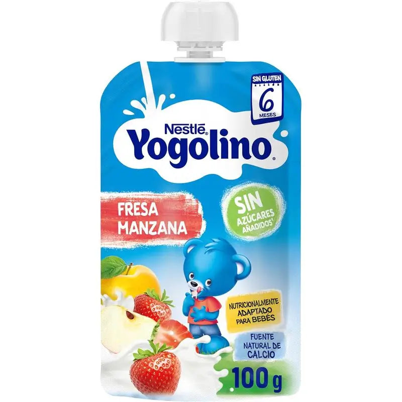 Yogolino Bolsita De Fresa Manzana Sin Azúcar, 100g  x 8 unidades