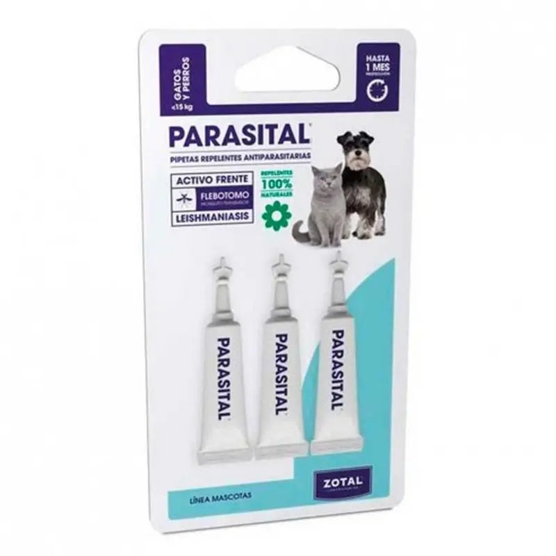 Zotal Parasital 3 Pipetas Antiparasitario Gatos y Perros Pequeños hasta 10Kg