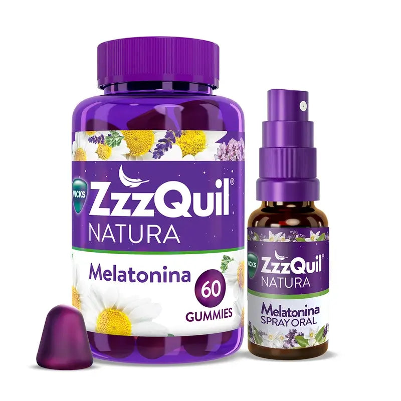 ZzzQuil Natura  Pack Gummies de Melatonina 60 GUMMIES  + Spray 30ml