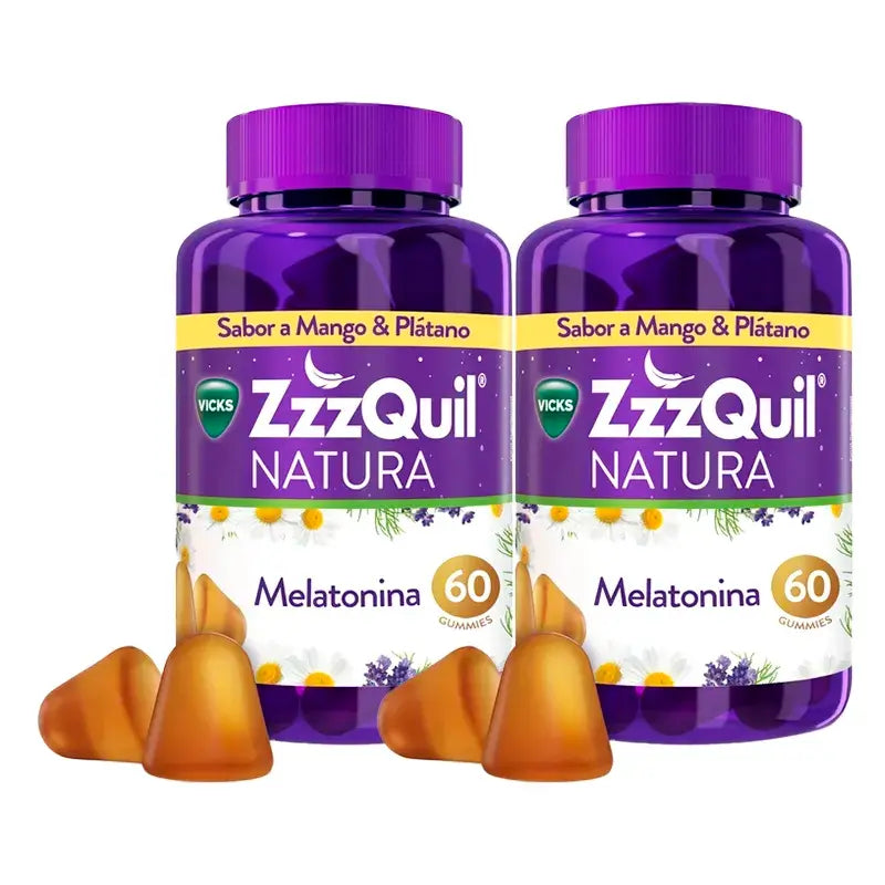 ZzzQuil Natura Plátano, Mango y Valeriana Gummy, 2 x 60 gummies